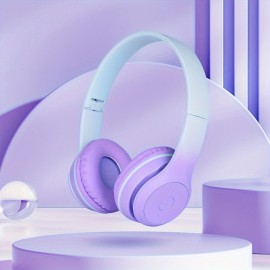 New Over-Ear Head-mounted Wireless Headset, Fashionable Gradient Color, Cheap Gift, Sweat-proof, Mobile Phone And Computer Fully Compatible With MP3, Retractable And Foldable, Convenient Storage Wireless Headset